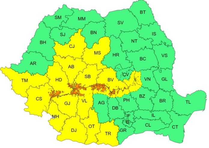 Cea mai mare parte a țării, influențată de ploi, viscol, ninsori și rafale puternice de vânt. Regiunile sub cod portocaliu și...